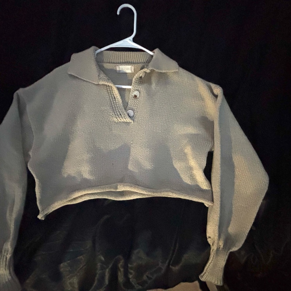 Altar’d State Beige Cropped Knit Sweater